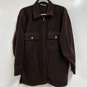 0424 Mountain Blues Brown Fleece Shirt Jacket – Men’s Zip-Up Overshirt size Med